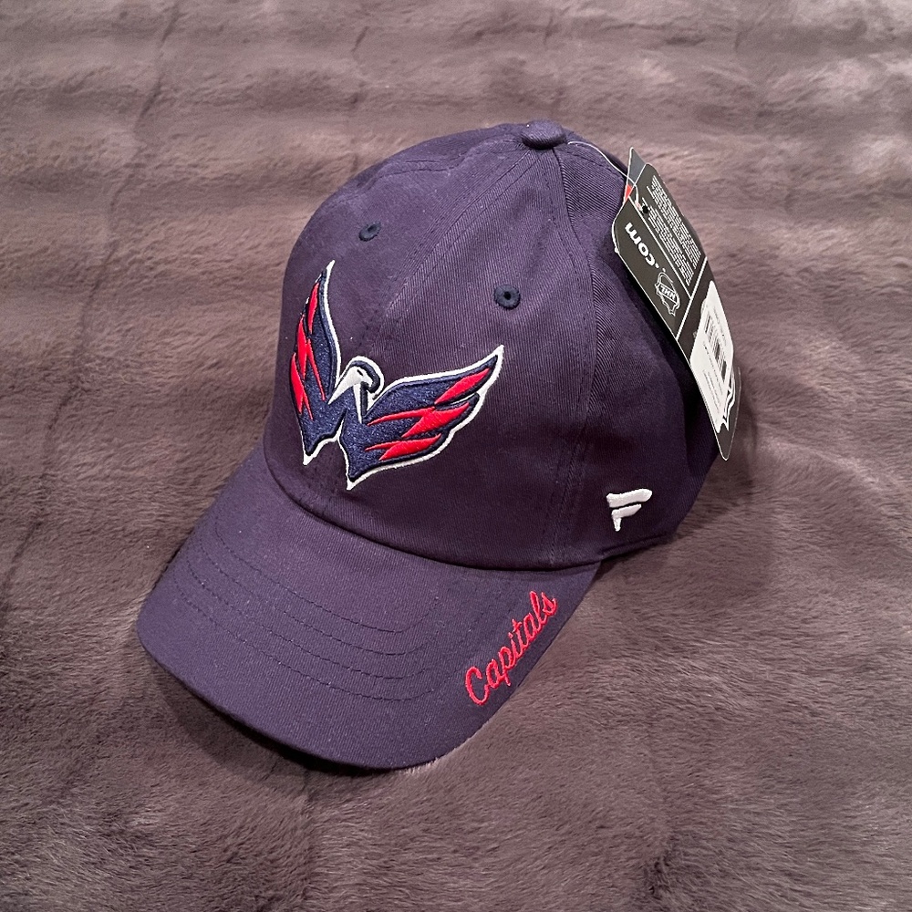 NHL Washington Capitals Primary Logo Script Capitals Adjustable Hat - Navy Blue